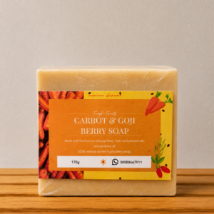 Natural carrot and goji berry soap for glowing skin, dark spots and uneven skin tone.
