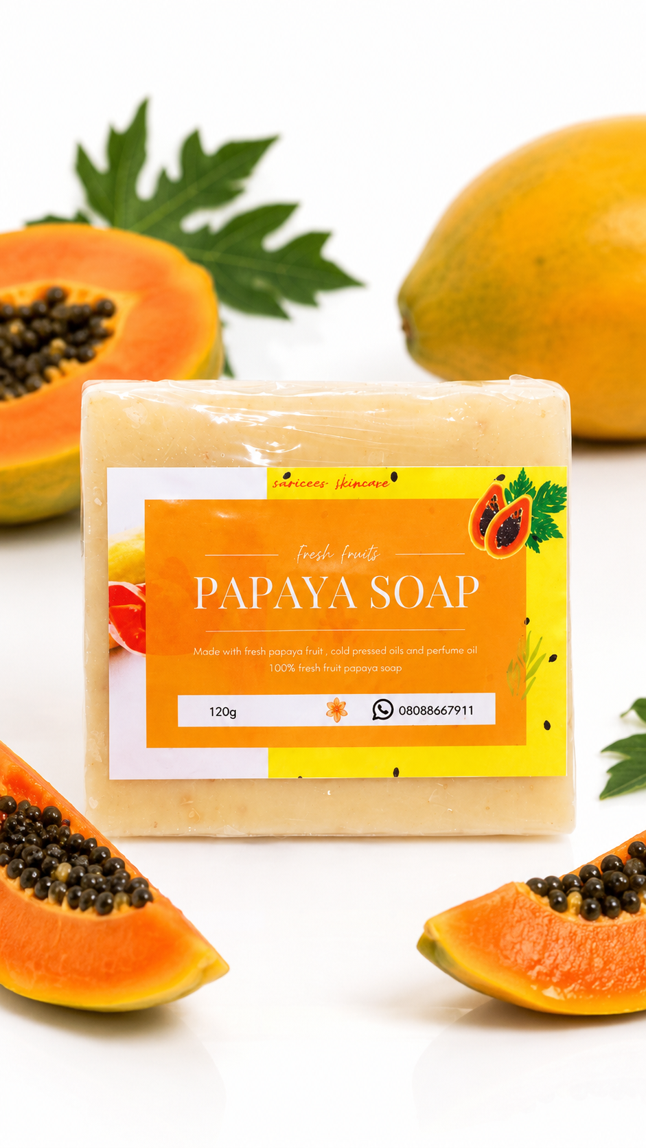 Natural papaya soap for acne, dark spots and glowing skin